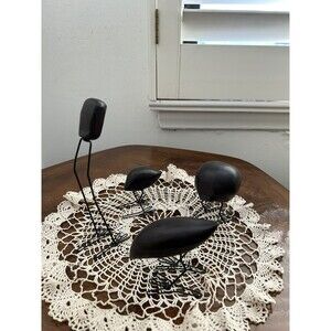 Ikea Fiskelage Wooden Bird Sculpture Set of 4 On Wire Legs